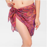 2025 Summer Women's Short Skirt Print Beach Chiffon Silk Scarf Hanging Half-Dress Skirt HZ1208