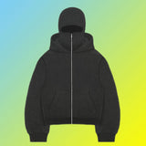 Autumn And Winter Personality Double Hat Design Hoodie Zipper Open Shirt Casual Coat Y2K HZ1208