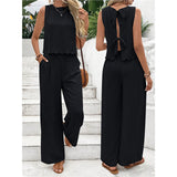 2025 Summer Women's Fashion Ice Silk Sleeveless Vest Casual Pants Set New HZ1208