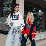 Autumn And Winter Fashion Striped Sweater Female Pattern Print Lull Loose Version Of The Bumpy Pattern Splicing Fashionable Top HZ1208