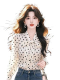 Korean Light Luxury High-End Feel Blouse This Year's Popular White Chiffon Bow Shirt Women's Spring 2025 New HZ1208