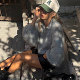 Cowboy Splicing Suit Girl T-Tie Zip Open Trousers Letter Print Short Coat Street Tide Brand HZ1208