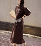 Coffee-Colored Polo Collar Long-Sleeved Knitted Shirt 2025 European Blouse French Elegant Thin Outer Wear Bottom Sweater Woman HZ1208