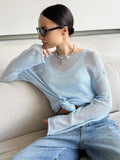 2025 Spring And Summer New Hollow Sweater Women Wind Soft Loose Knitted Long-Sleeved Clothing Hot HZ1208