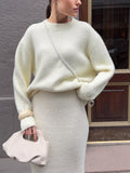 Explosion High Open Fork Tight Skirt Wool Set Unique Open Design Autumn And Winter Elegant Fashion Pure Color Woman HZ1208