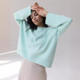 Autumn And Winter Explosion Of Women's Knitted Shirt Round-Neck Solid Color Loose Sweater HZ1208