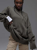 Personality Wind White Label Decoration Rotten Sweater Women Lazy Wind Loose Long-Sleeved Hot Girls Autumn And Winter Clothes Women HZ1208