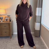 2025 Summer Knitting Casual Suit Sleeveless Round Collar Short Repair Body Broad Leg Pants Two Sets HZ1208