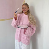 Solid-Color Knitted Sweater Set Hottie Simple Cardigan Ass Skirt Set Winter Two-Piece Set HZ1208