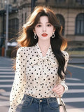 Korean Light Luxury High-End Feel Blouse This Year's Popular White Chiffon Bow Shirt Women's Spring 2025 New HZ1208