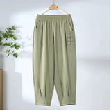 New Mother Pants Summer Thin Eight-Point Pants High Waist Straight Middle-Grade Women's Trousers Loose Leisure HZ1208