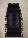 Vintage Summer New Black Leopard-Print Double Waist Trousers Wide Leg Pants Gothic Men And Women The Same HZ1208