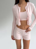 Exploding Knitted Shirt Home Cardigan Short Vest Shorts Light Pink White Optional Comfortable Fashionable Autumn And Winter Woman HZ1208