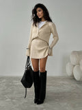 Solid-Color Knitted Sweater Set Hottie Simple Cardigan Ass Skirt Set Winter Two-Piece Set HZ1208