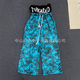 2025 New Popular Print Wide Leg Pants Fake Two Teen Hip Hops HZ1208