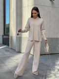 Autumn And Winter Long Sleeves Of Loose Casual Trousers Sweater Set Women Hot Selling Fork Set HZ1208