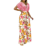 2025 Women's Autumn New Temperament V-Neck Print Wide Leg Pants Fashion Casual Set 661 HZ1208