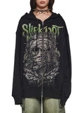 Trend-Print Embroidered Hoodie Hoodie Female Dark Letter Heavy Metal Style To Make Old Texture Zipper Coat HZ1208