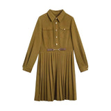 100-Fold Dress Autumn 2025 New Collar Loose Long Sleeve A Simple Elegant Dress Women's Long Model HZ1220