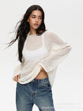 2025 Spring And Summer New Hollow Sweater Women Wind Soft Loose Knitted Long-Sleeved Clothing Hot HZ1208