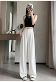 White Suit Pants Hanging Woman Summer Small High-Grade Ice Silk Impenetrable Narrow Version Of Casual Straight Pants HZ1208