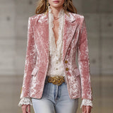 2025 Summer Set Printing V-Neck Bat Sleeve Blouse Long Pants Fashion Two-Piece HZ1208