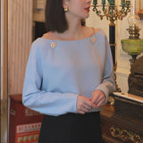 Summer Korean Chic Oceanous Special To Beautiful Blouse Loose And Thin Blue Striped T-Shirts HZ1208